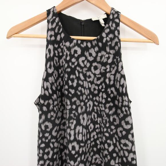 Joie Top Black Gray Leopard Print Pattern Sleeveless Round Neck Silk Size Small - Picture 2 of 9